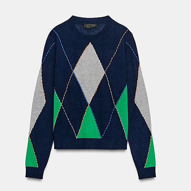 Zara diamond-pattern sweater (27,99 euros)