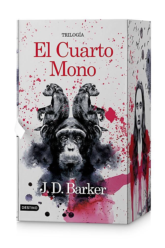 Cofre de la trilogía de El Cuarto Mono, del escritor J. D. Baker.