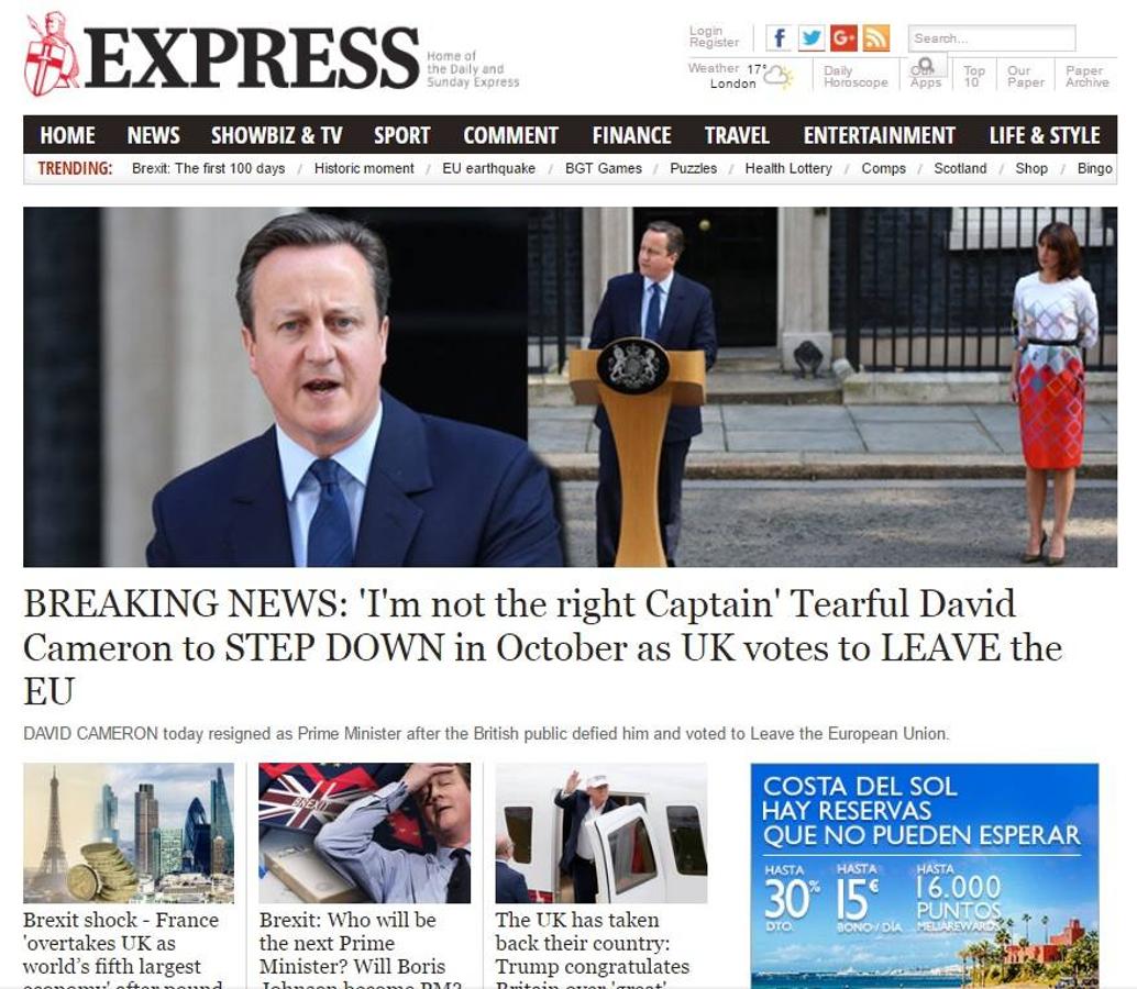 Así ve la prensa británica la salida de Reino Unido de la UE