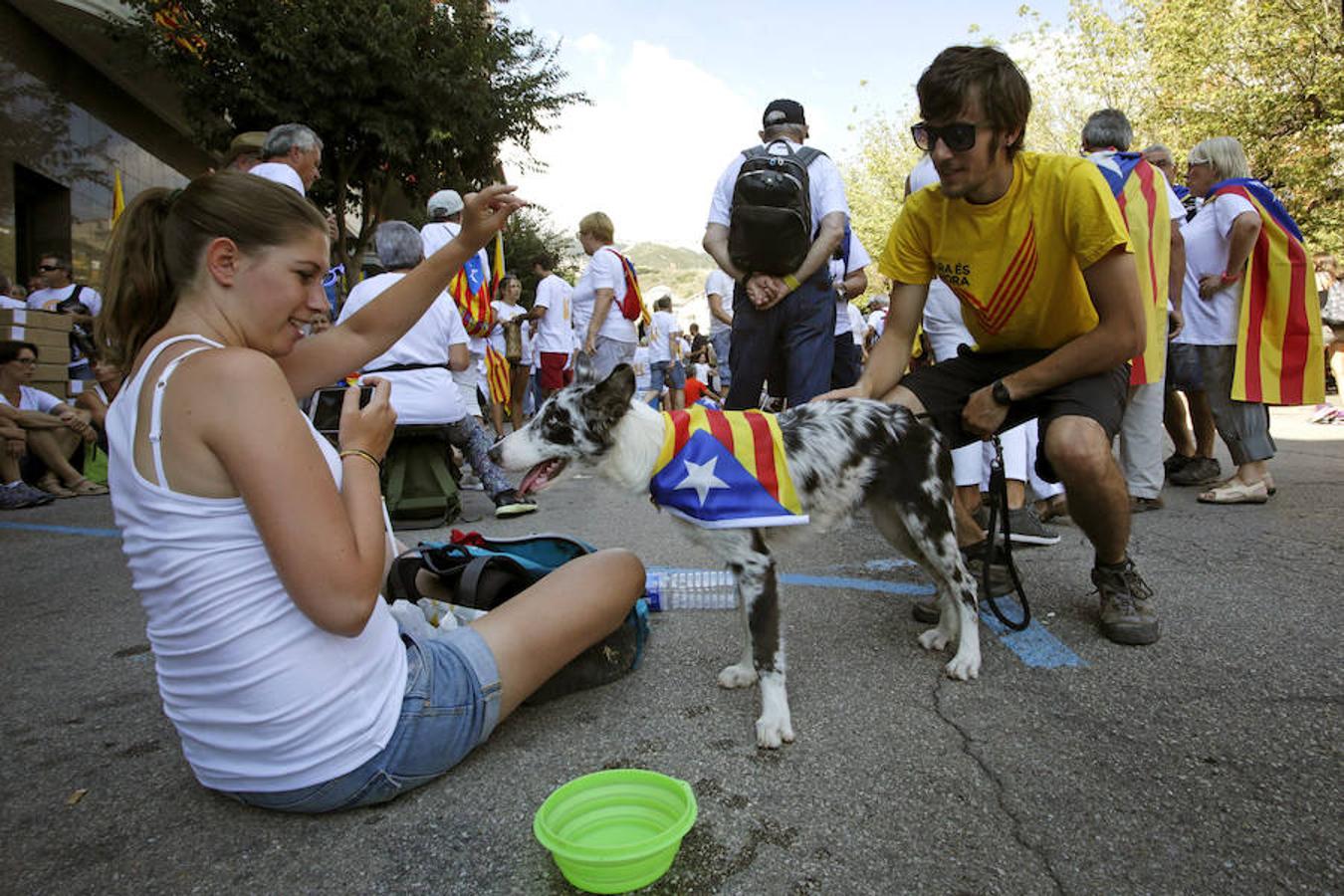 Manifestación independentista en cinco localidades de Cataluña