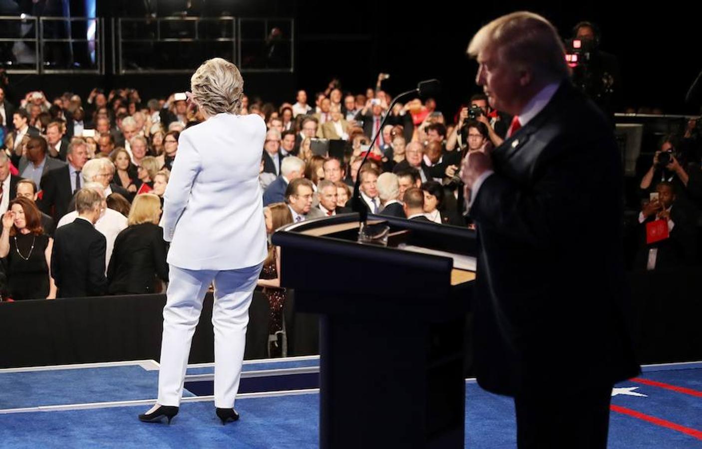 Clinton y Trump, antes del debate.