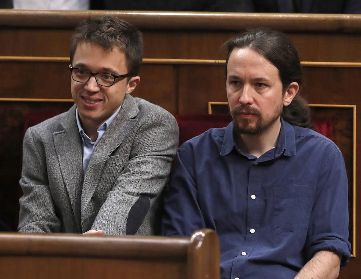 Los diputados de Unidos Podemos Íñigo Errejón y Pablo Iglesias.