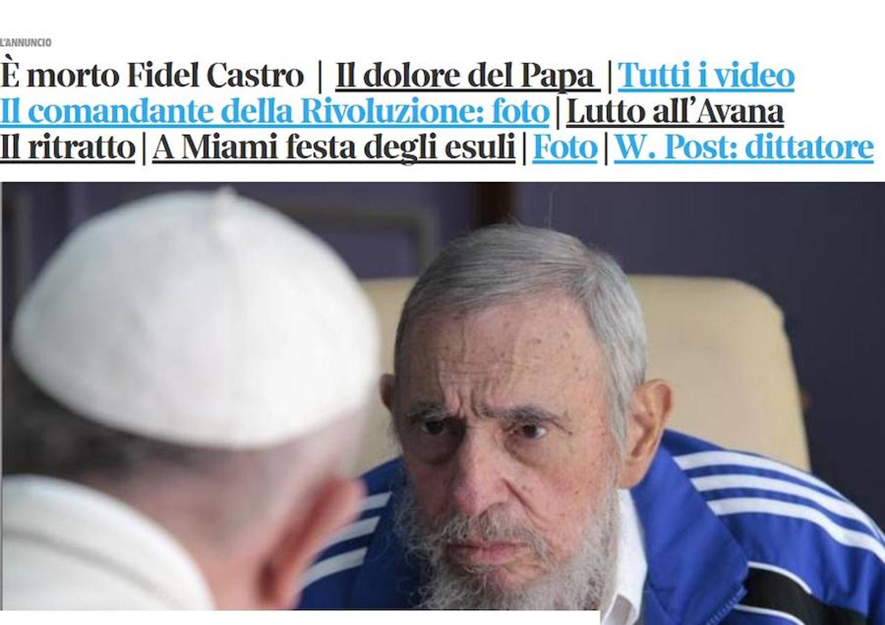 IL CORRIERE DE LA SERA: «Fidel Castro ha muerto».