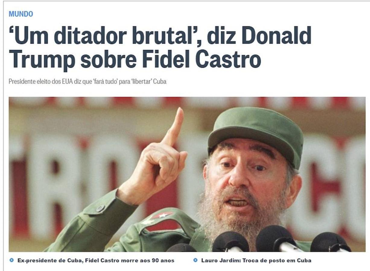 OGLOBO: «'Un dictador brutal', dice Trump sobre Fidel Castro».