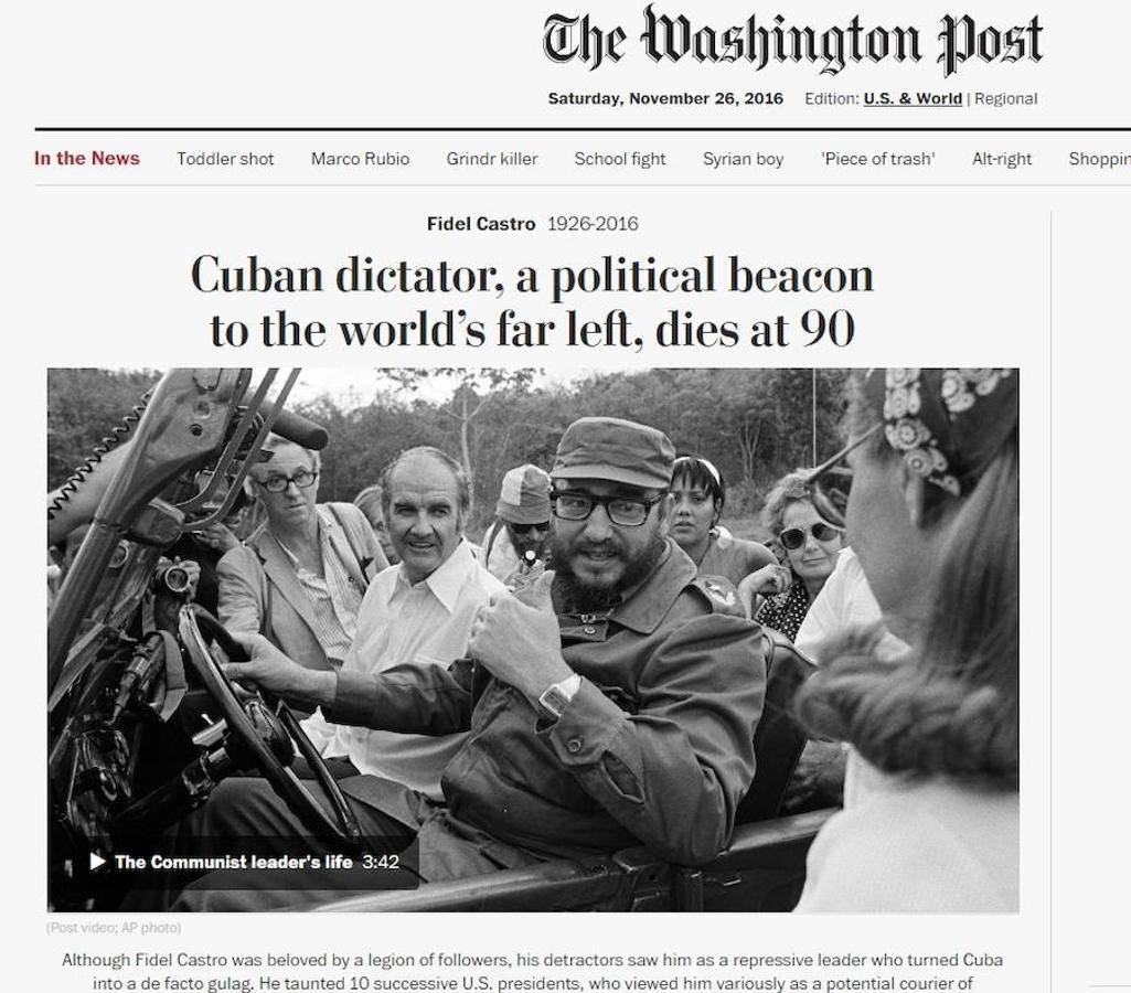 WASHINGTON POST: «El dictador cubano, faro político de la izquierda mundial, muere a los 90 años».