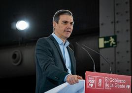 El presidente del Gobierno, Pedro Sánchez, en el acto de presentación de Reyes Maroto