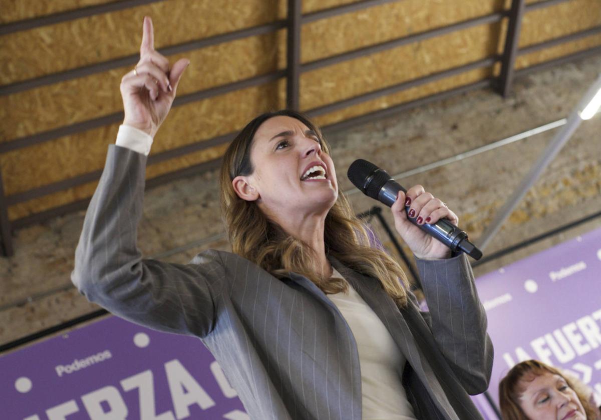 Irene Montero, ayer, en un mitin de Podemos en Murcia