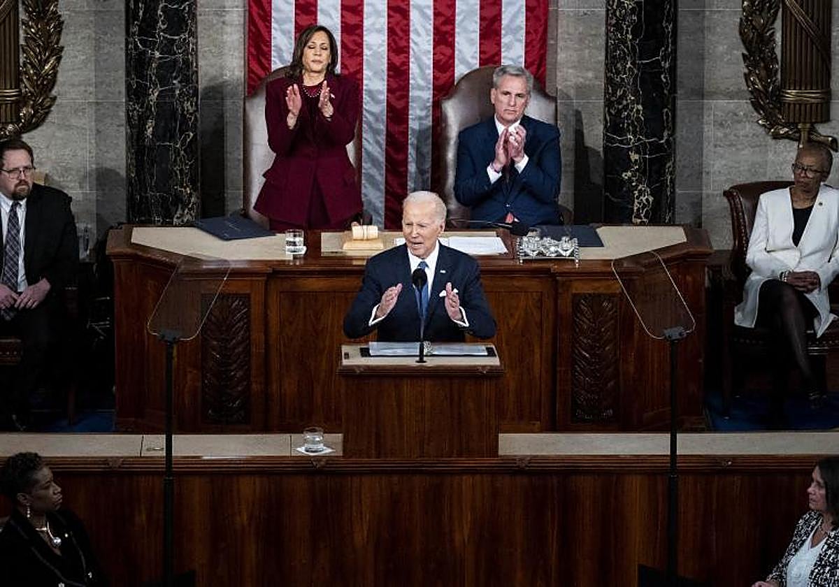Biden, durante su intervención en el Congreso