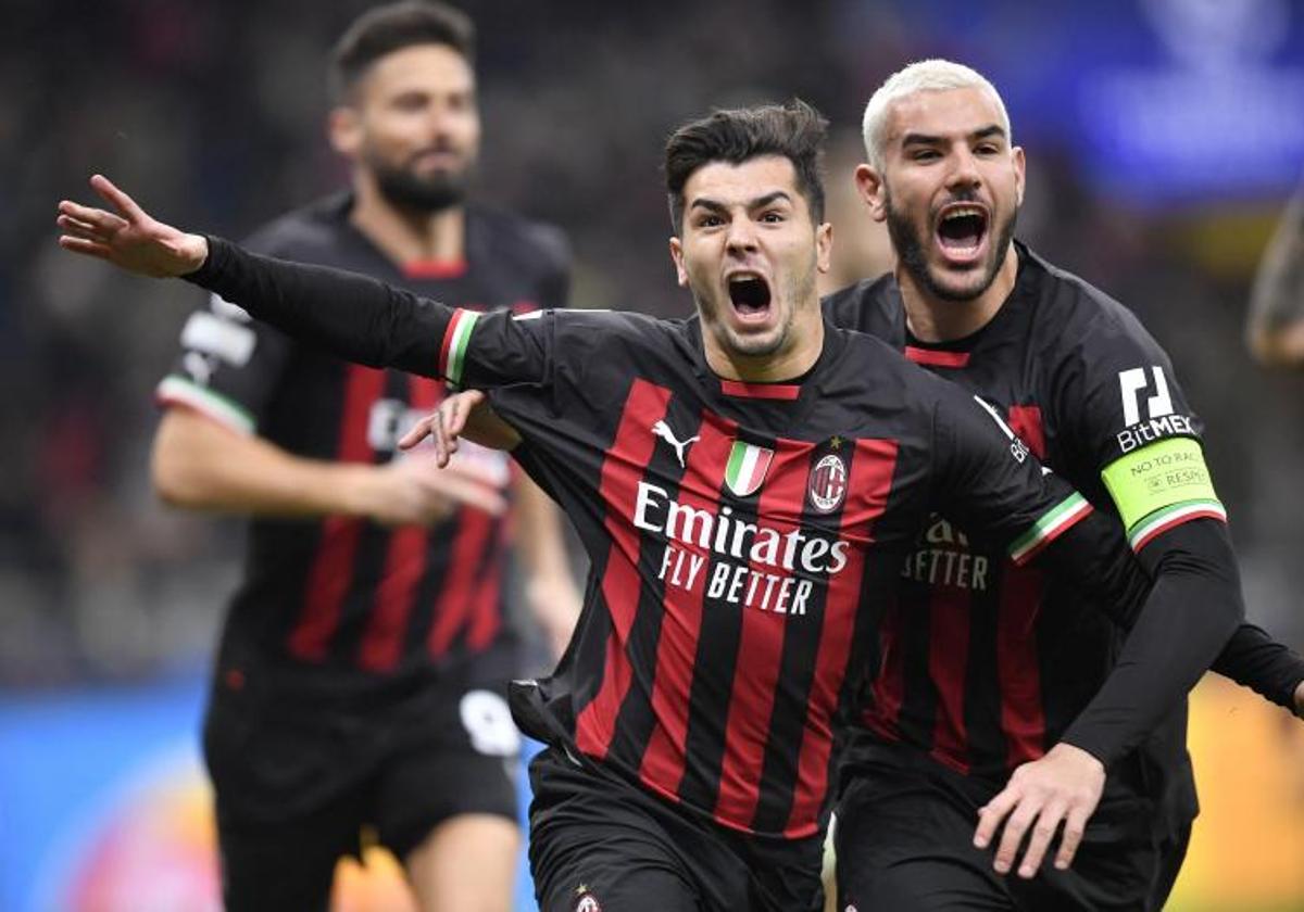 Brahim celebra el gol que le dio la victoria al Milan frente al Tottenham