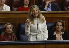 Yolanda Díaz, este miércoles en el Congreso.