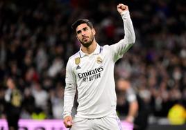 Marco Asensio celebra su gol ante el Elche.