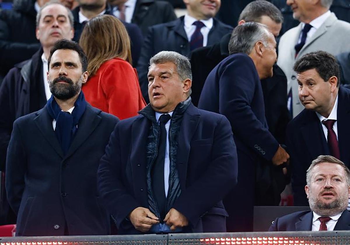 Joan Laporta, presidente del FC Barcelona, ayer durante el partido.