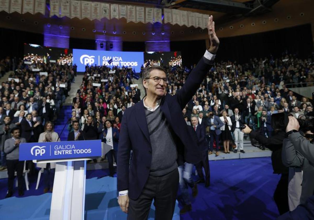 El presidente del PP, Alberto Núñez Feijóo, en un acto del PP gallego.