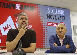 Los líderes de CC OO y UGT, Unai Sordo (izq.) y Pepe Álvarez.