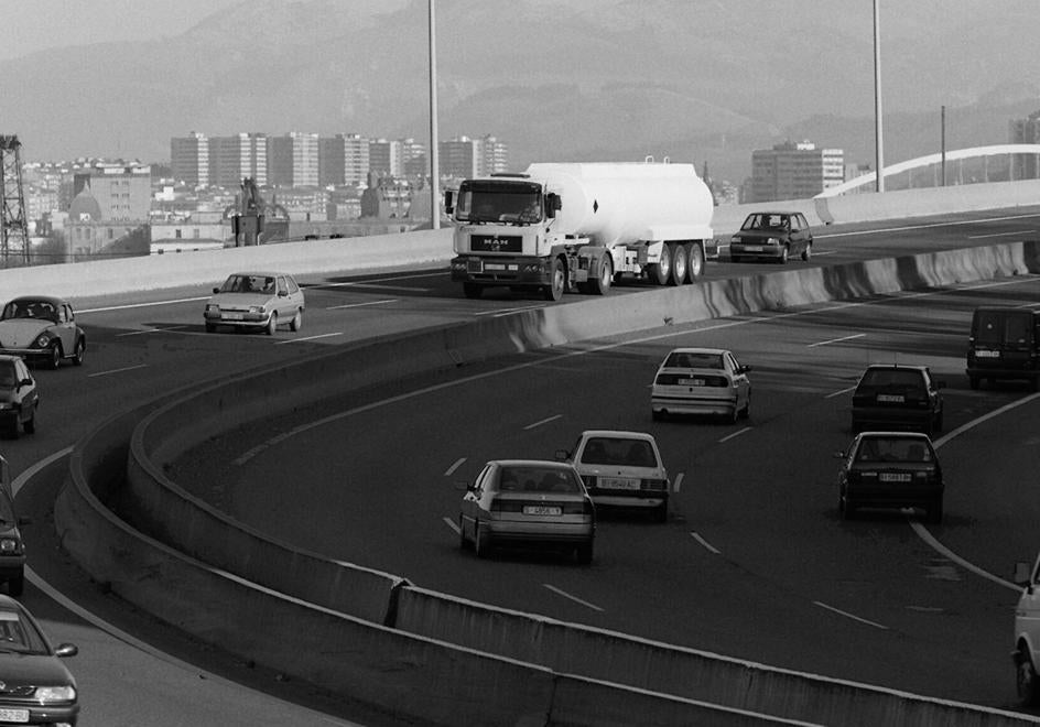 La autovía Bilbao-Behobia en su paso por la capital vizcaína.