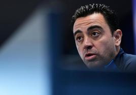 Xavi, durante su rueda de prensa previa al Barça-Valencia.