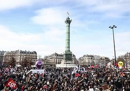 Movilizaciones contra la reforma de las pensiones en París el pasado febrero