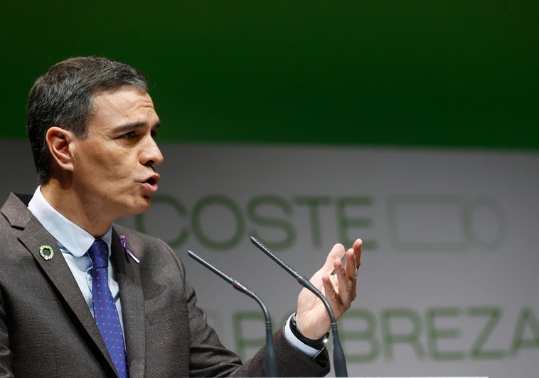 El presidente del Gobierno, Pedro Sánchez, en la presentación del estudio 'El coste de la pobreza infantil en España'.