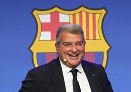 Joan Laporta, durante una rueda de prensa del FC Barcelona.