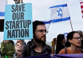 Una protesta celebrada en Tel Aviv el martes contra la reforma judicial.