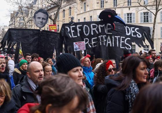 Protestas por la reforma de las pensiones en París a principios de este mes de marzo.