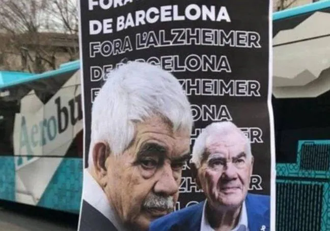 Uno de los polémicos carteles sobre los hermanos Maragall y el alzhéimer que se han visto los últimos días en Barcelona.