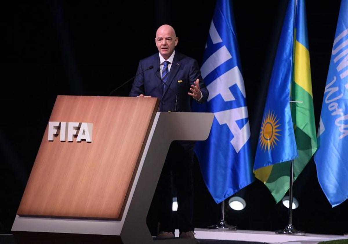 Infantino durante su discurso como Presidente de la FIFA