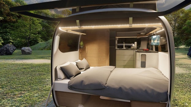 La nueva caravana de Porsche y Airstream está pensada para dos personas.