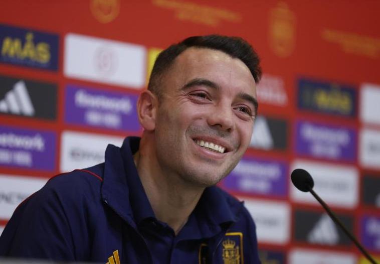 Iago Aspas, durante la rueda de prensa en la Ciudad del Fútbol de Las Rozas.