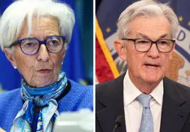 La presidenta del BCE, Christine Lagarde y Jerome Powell, presidente del Sistema de la Reserva Federal.