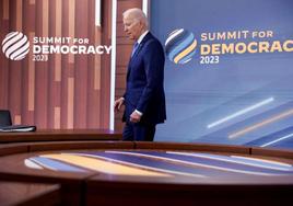 El presidente estadounidense, Joe Biden, este miércoles, en la Cumbre para la Democracia.