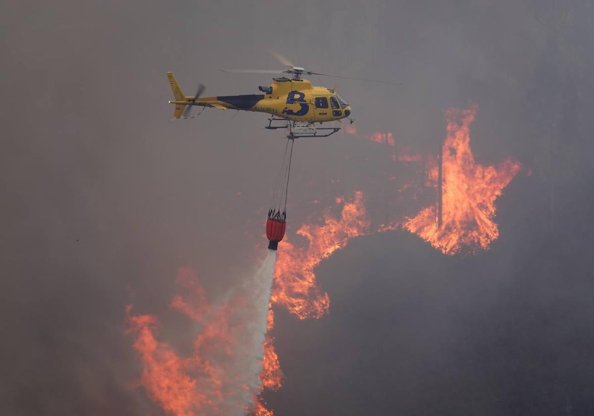 Incendio forestal en Parres