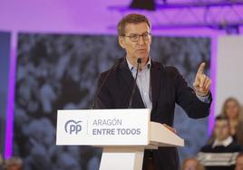 El presidente del PP, Alberto Núñez Feijóo, celebra en Zaragoza el primer aniversario de su llegada al liderazgo del partido.