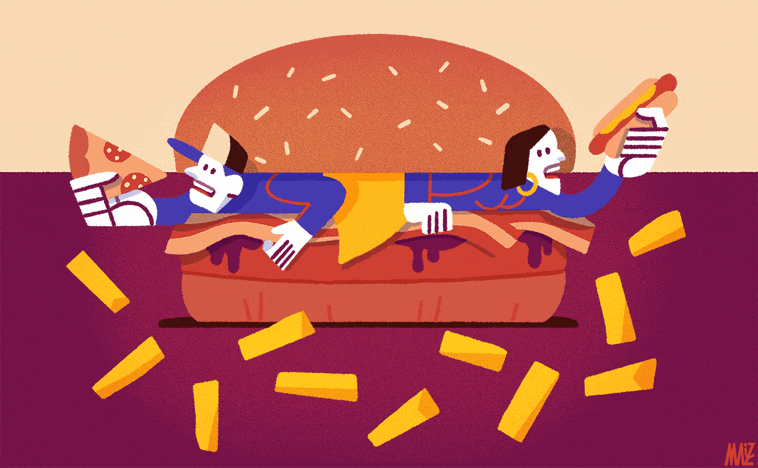 La epidemia joven: pizza y 'burger' hasta tres veces por semana ¡y más!