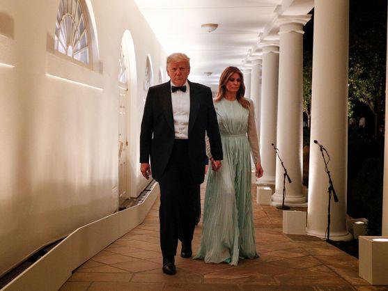 Con Melania, en la Casa Blanca durante su presidencia de Estados Unidos
