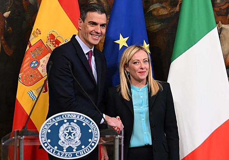 Pedro Sánchez y Giorgia Meloni.
