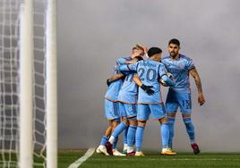 Los jugadores del New York City FC celebran un gol en el partido contra Atlanta de la MLS.