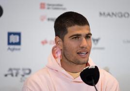 Carlos Alcaraz, en rueda de prensa.