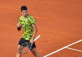 Carlos Alcaraz, durante el partido ante Evans.