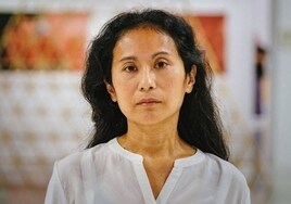 Sandra Gamarra Heshiki en la sala Alcalá 31 de madrod, dode expuso en 2021.