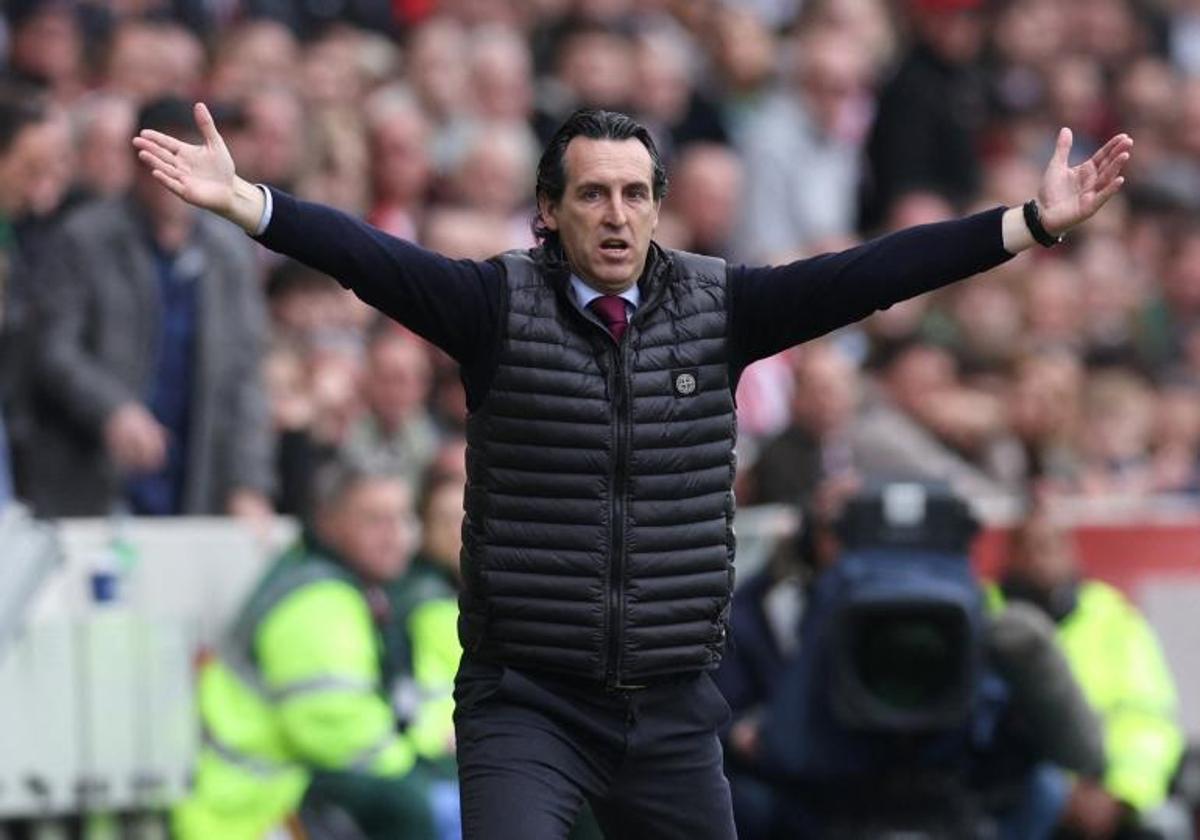 Unai Emery, durante el encuentro ante el Brentford.