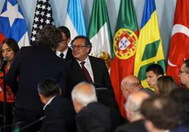 El presidente colombiano, Gustavo Petro, este martes en la conferencia sobre Venezuela que se celebra en Bogotá.