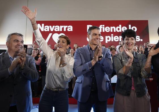 Pedro Sánchez, durante su mitin de este sábado en Pamplona.