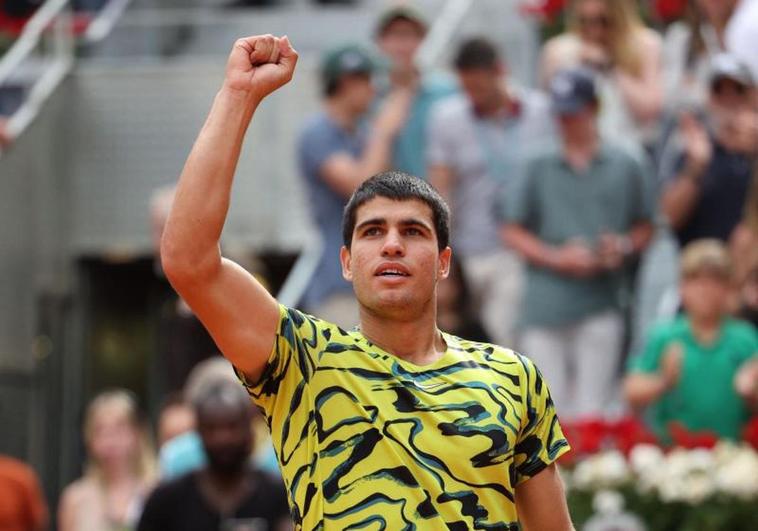 Carlos Alcaraz, tras su pase a cuartos de final en el Masters 1.000 de Madrid.