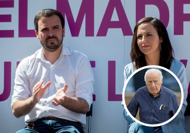 Ione Belarra, líder de Podemos, junto aL también ministro Alberto Garzón. Abajo, Amancio Ortega.