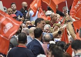 Pedro Sánchez, en Murcia, este sábado.