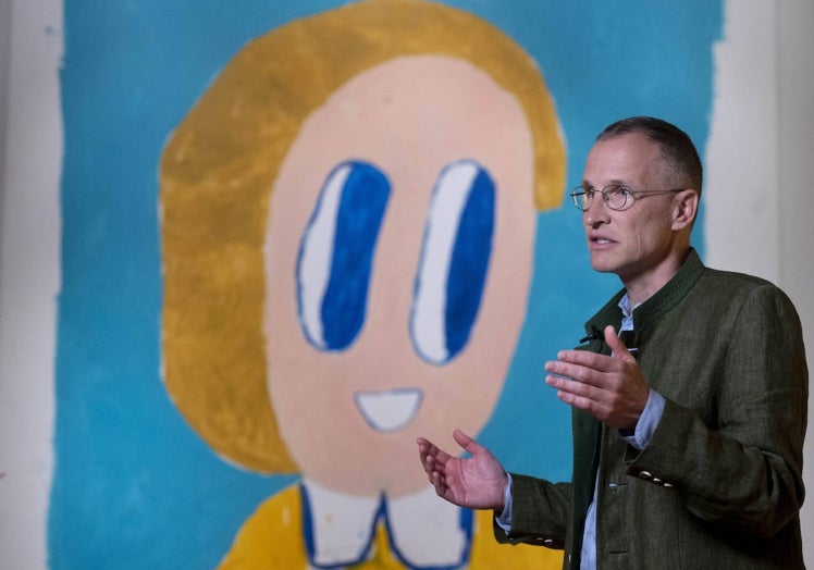 André Butzer, durante la presentación de la muestra en el el Thyssen.