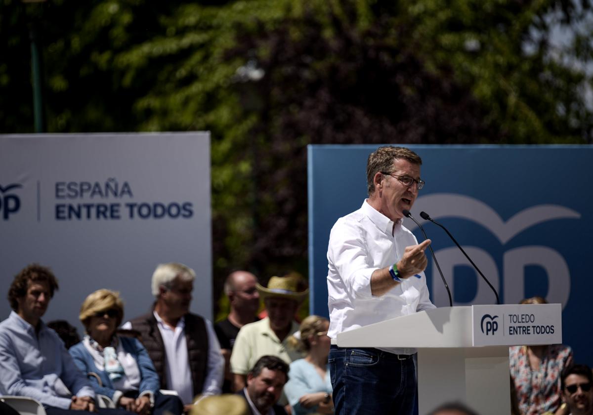 El líder del PP participa este viernes en un acto de campaña en Toledo.