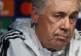Carlo Ancelotti ,durante la rueda de prensa que ofreció en el Etihad.