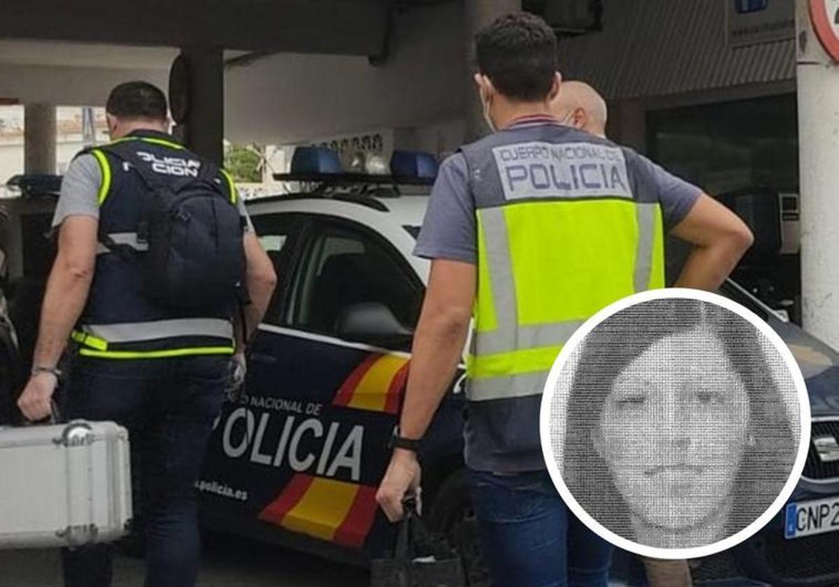 Agentes de la Policía Científica tras tomar pruebas en el crimen de Paula. En la foto redonda, imagen de Sibora, la joven albanesa desaparecida.